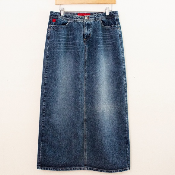 blue jean long skirt